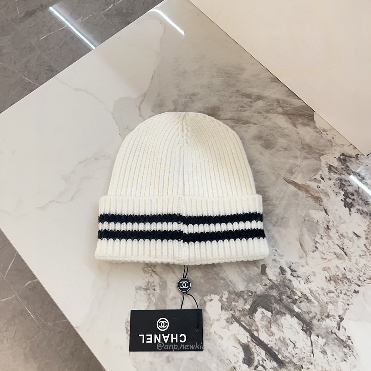 Chanel Knitted Cold Hat White Black Gray Brown (11) - newkick.cc